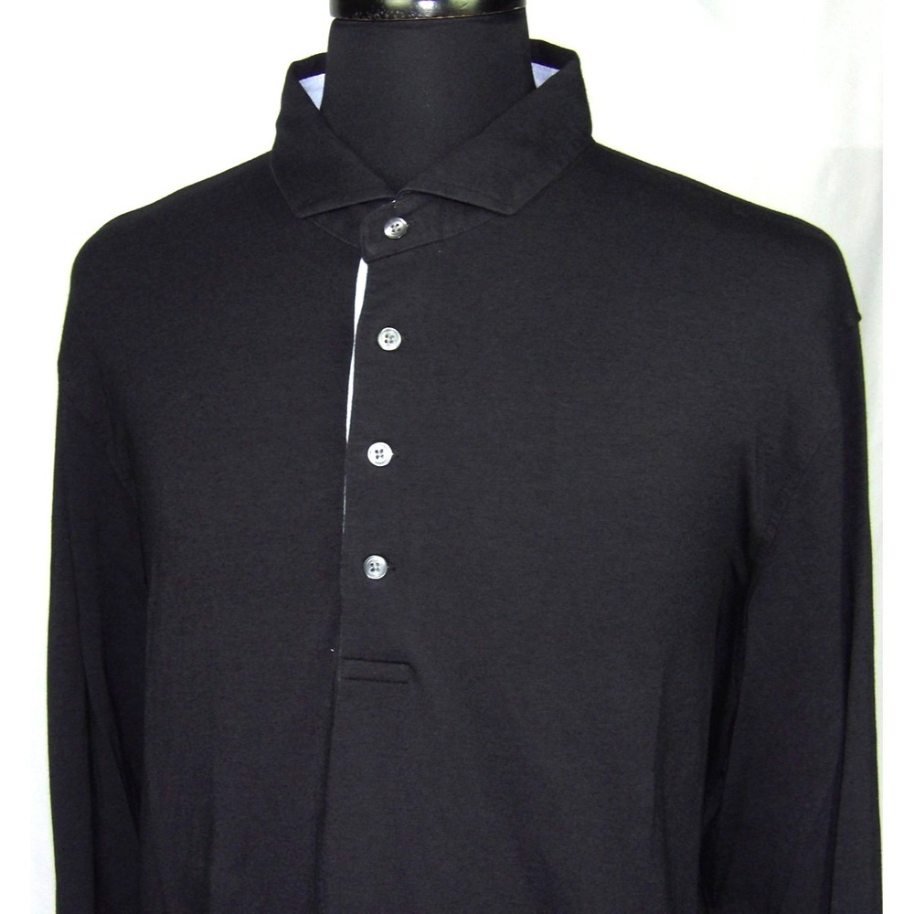 GREYSON Long Sleeved Black Cotton Blend Stretch Polo Golf Shirt Men's XXL - Picture 2 of 7